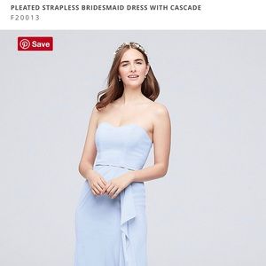David’s Bridal Strapless Ice Blue Bridesmaid Dress